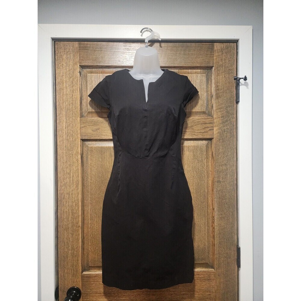Banana Republic Black Denim Dress Size 6 Cotton Blend Back Zip